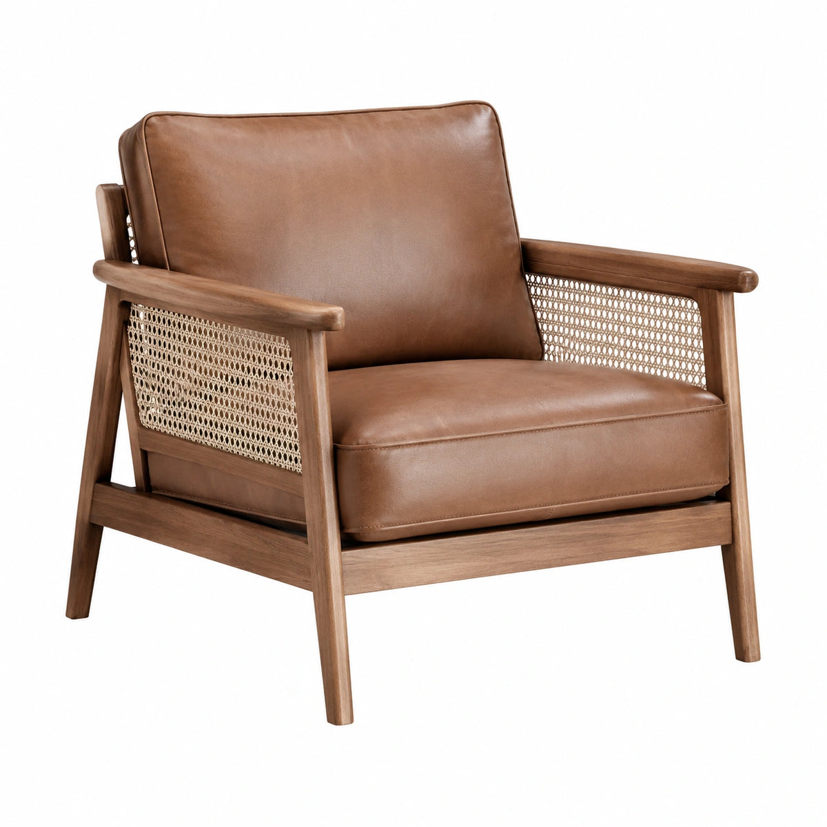 Fauteuil 75 x 80 x 83 cm brun et naturel en bois avec cannage style vintage