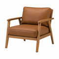 Fauteuil 76 x 82 x 84 cm en bois marron avec revêtement aspect cuir et accoudoirs style rétro