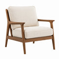 Fauteuil 70 x 80 x 85 cm en bois et tissu bouclé beige style scandinave