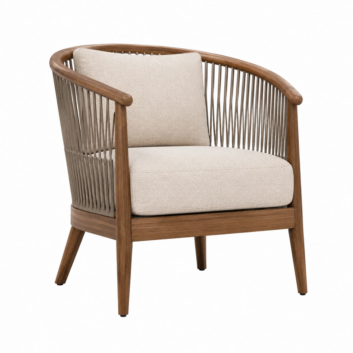 Fauteuil 76 x 72 x 78 cm bois brun et cordage beige style contemporain