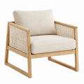 Fauteuil 76 x 80 x 82 cm en bois beige avec tressage style bohème