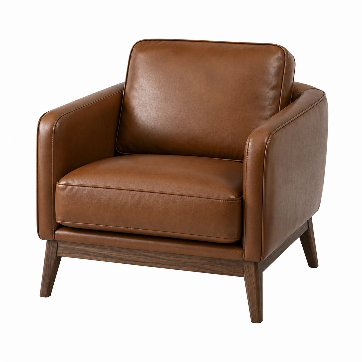 Fauteuil 82 x 86 x 84 cm revêtement aspect cuir brun style contemporain