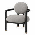 Fauteuil 72 x 75 x 80 cm en bois noir et tissu gris style contemporain