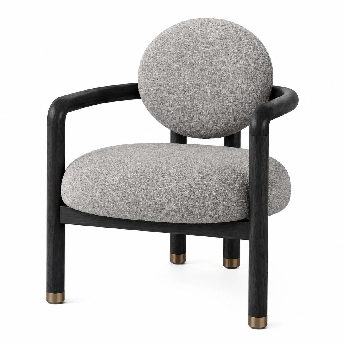 Fauteuil 72 x 75 x 80 cm en bois noir et tissu gris style contemporain