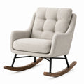 Fauteuil à bascule 70 x 95 x 100 cm tissu beige piètement bois et métal style contemporain
