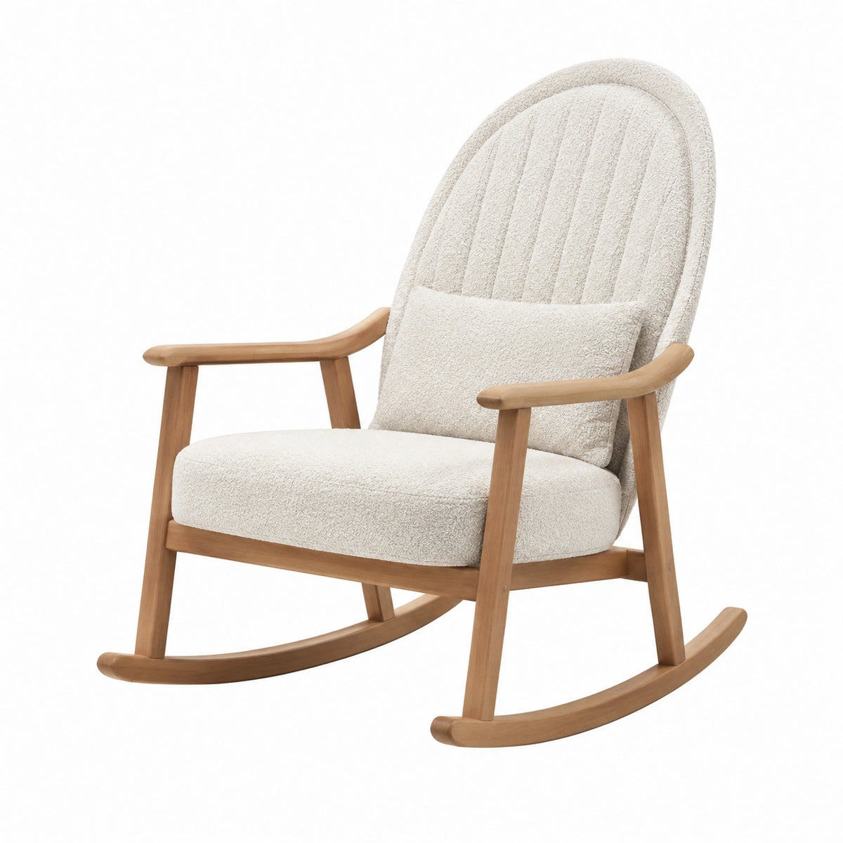 Fauteuil à bascule 70 x 92 x 102 cm en bois beige avec revêtement bouclé