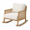 Fauteuil à bascule 68 x 92 x 92 cm en bois et cannage beige style naturel