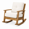 Fauteuil à bascule 70 x 95 x 100 cm en bois et tissu écru style scandinave