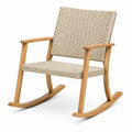 Fauteuil à bascule 68 x 90 x 100 cm en bois naturel et fibres tressées beige style naturel