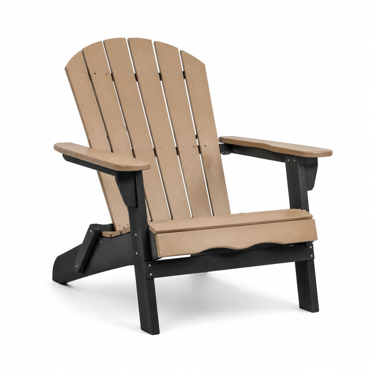 Fauteuil de jardin Adirondack 80 x 87 x 95 cm en plastique beige et noir avec accoudoirs