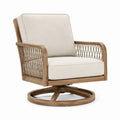 Fauteuil pivotant 80 x 85 x 90 cm en bois et corde beige style contemporain