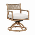 Fauteuil pivotant 76 x 75 x 90 cm en bois naturel et corde beige pour salon style bohème