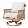 Fauteuil pivotant 78 x 84 x 90 cm en bois beige naturel pour extérieur style contemporain