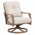 Fauteuil pivotant 82 x 70 x 102 cm en bois et tissu beige avec accoudoirs