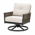 Fauteuil de jardin pivotant 80 x 80 x 92 cm métal tressé beige style contemporain