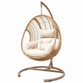 Fauteuil suspendu 110 x 100 x 190 cm en rotin beige avec structure métallique style bohème