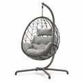 Fauteuil suspendu 110 x 100 x 195 cm en acier et résine tressée gris pour intérieur style contemporain