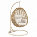 Fauteuil suspendu 105 x 105 x 195 cm en rotin beige avec support métallique style bohème