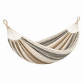Hamac 200 x 100 cm en coton beige gris pour jardin style rayé